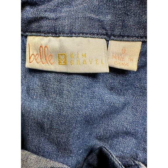 Belle by Kim Gravel QVC Sz 8 Chambray Top Jacket Shacket w/ Fray Hem Classic - Picture 5 of 6